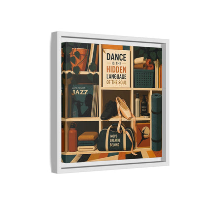 Side Mockup 16. Sports Dance & Yoga Teal Orange shown as framed canvas print