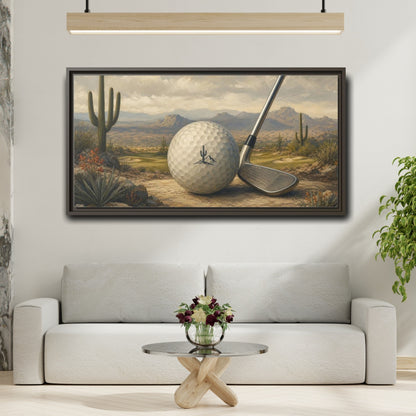 Mockup 2. Sports Desert Golf Desert Golf Landscape shown as framed canvas print