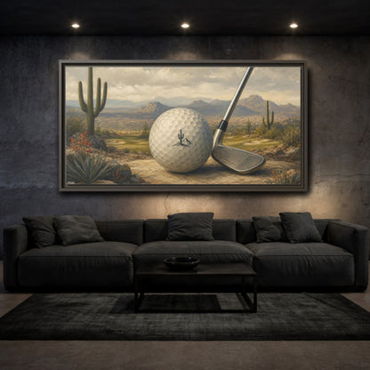 Mockup 3. Sports Desert Golf Desert Golf Landscape shown as framed canvas print