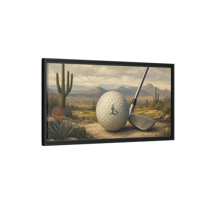Side Mockup 2. Sports Desert Golf Desert Golf Landscape shown as framed canvas print