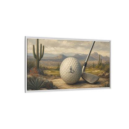 Side Mockup 3. Sports Desert Golf Desert Golf Landscape shown as framed canvas print
