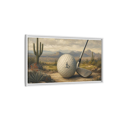Side Mockup 1. Sports Desert Golf Desert Golf Landscape shown as framed canvas print