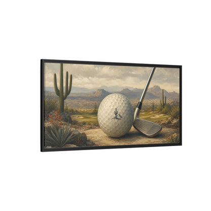 Side Mockup 5. Sports Desert Golf Desert Golf Landscape shown as framed canvas print