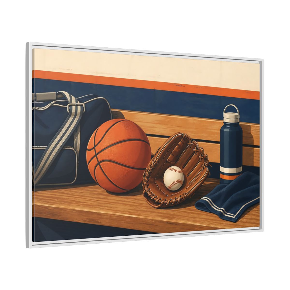 Side Mockup 7. Sports Sports Equipment Sports Gear shown as framed canvas print