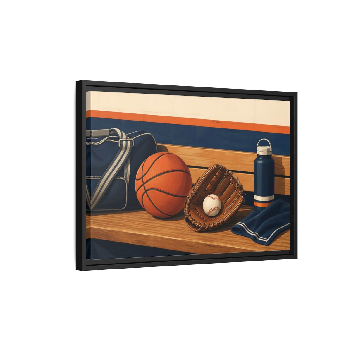 Side Mockup 3. Sports Sports Equipment Sports Gear shown as framed canvas print