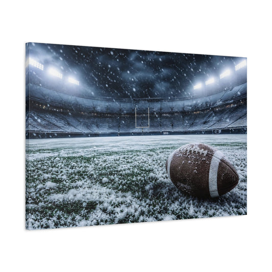 Main Mockup. Sports Football Snowy Football Stadium shown as canvas print