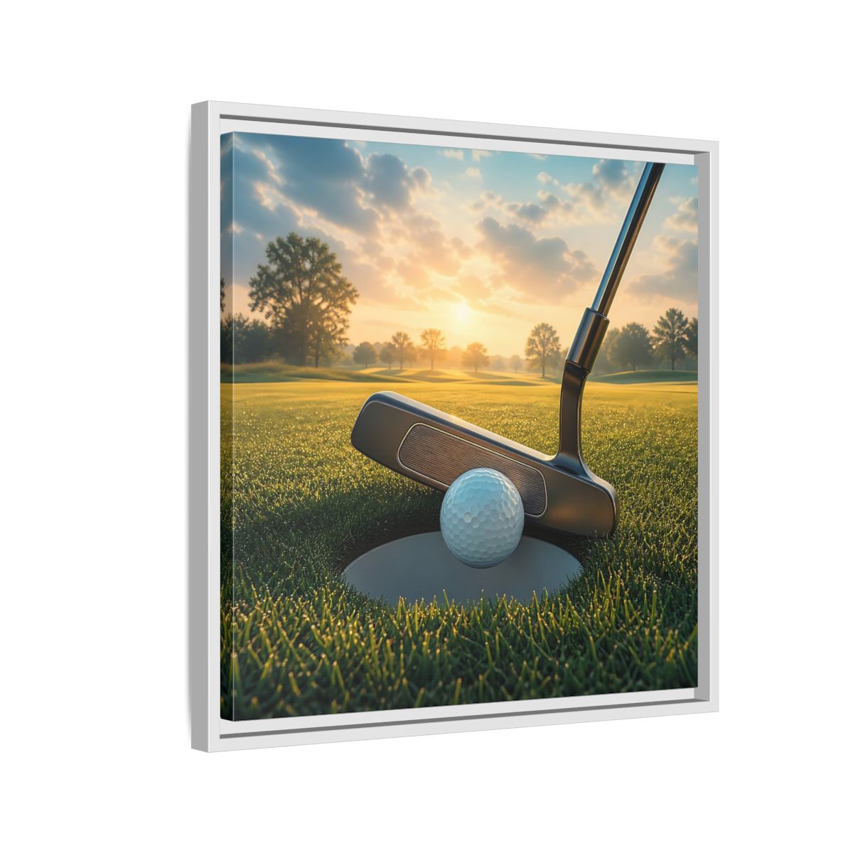 Side Mockup 10. Sports Golf Ball Golf Green shown as framed canvas print