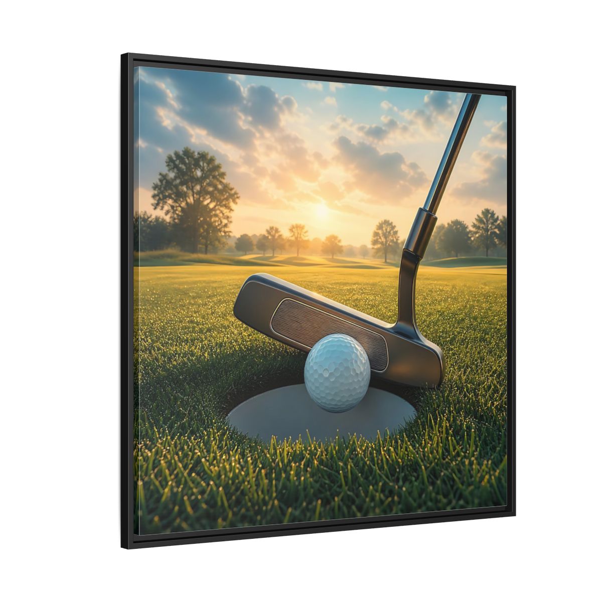 Side Mockup 6. Sports Golf Ball Golf Green shown as framed canvas print