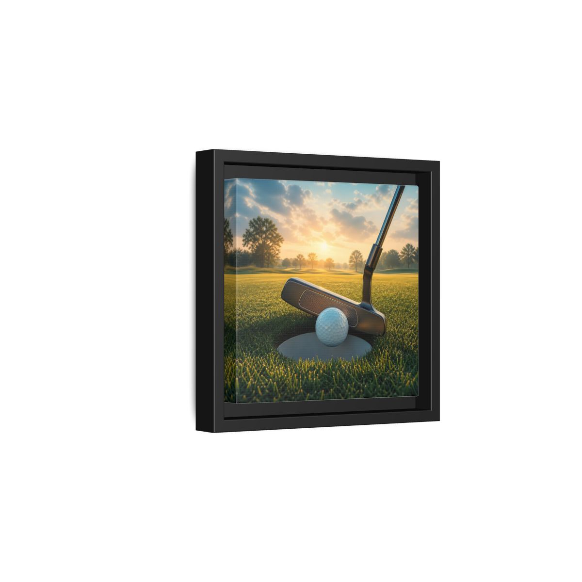 Side Mockup 3. Sports Golf Ball Golf Green shown as framed canvas print
