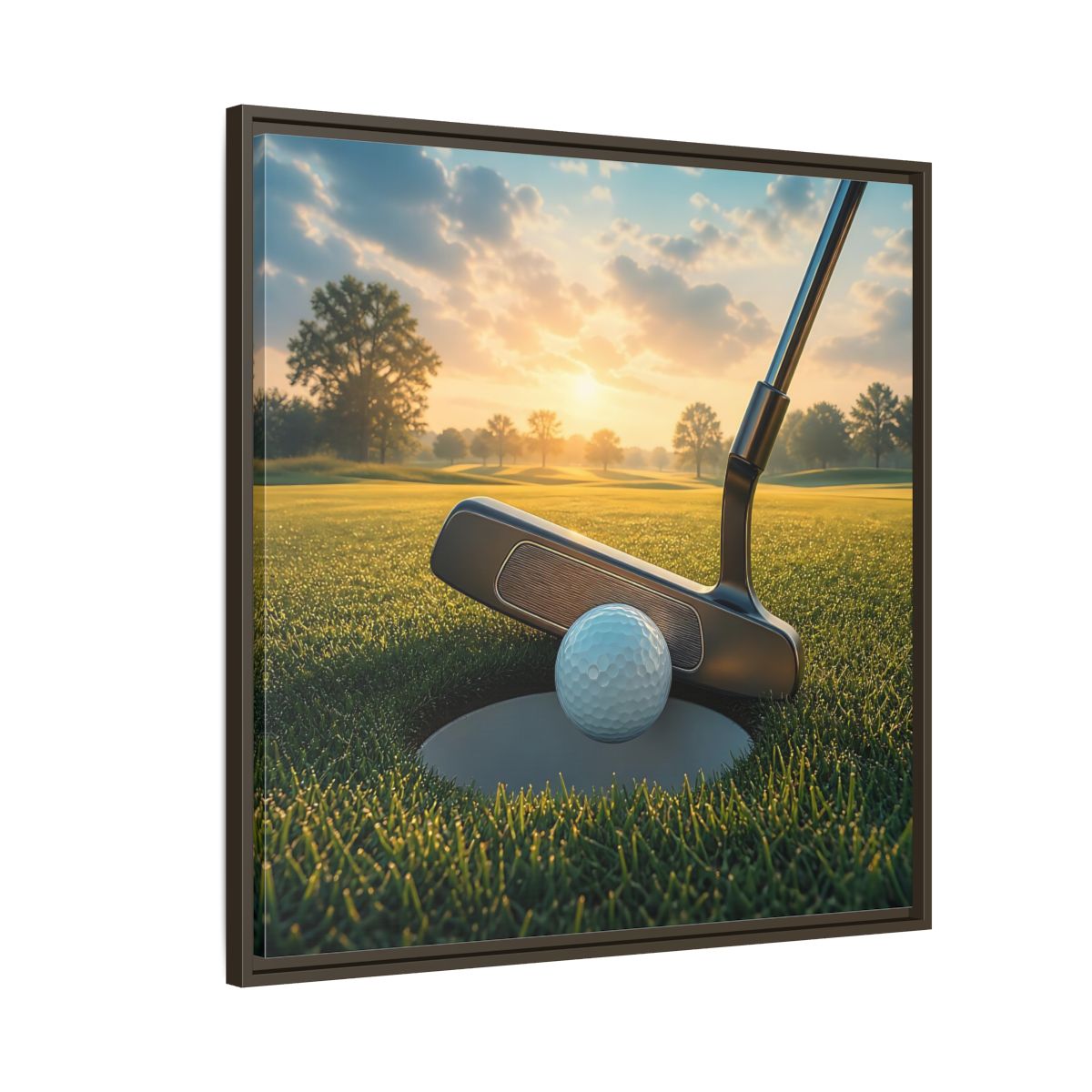 Side Mockup 8. Sports Golf Ball Golf Green shown as framed canvas print