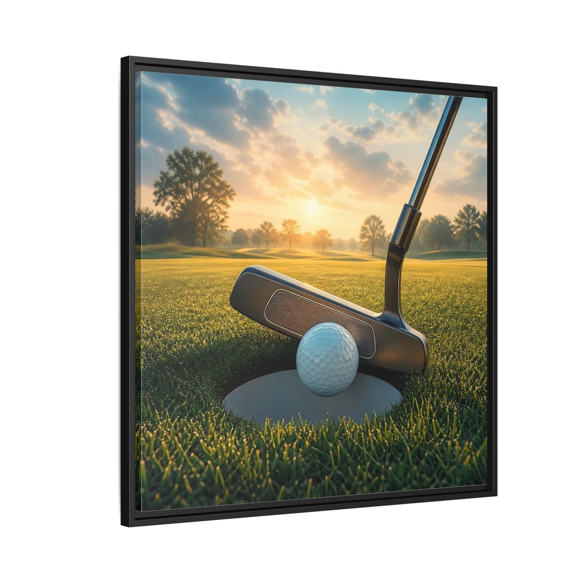 Side Mockup 9. Sports Golf Ball Golf Green shown as framed canvas print