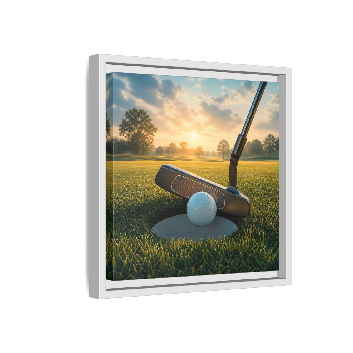 Side Mockup 16. Sports Golf Ball Golf Green shown as framed canvas print