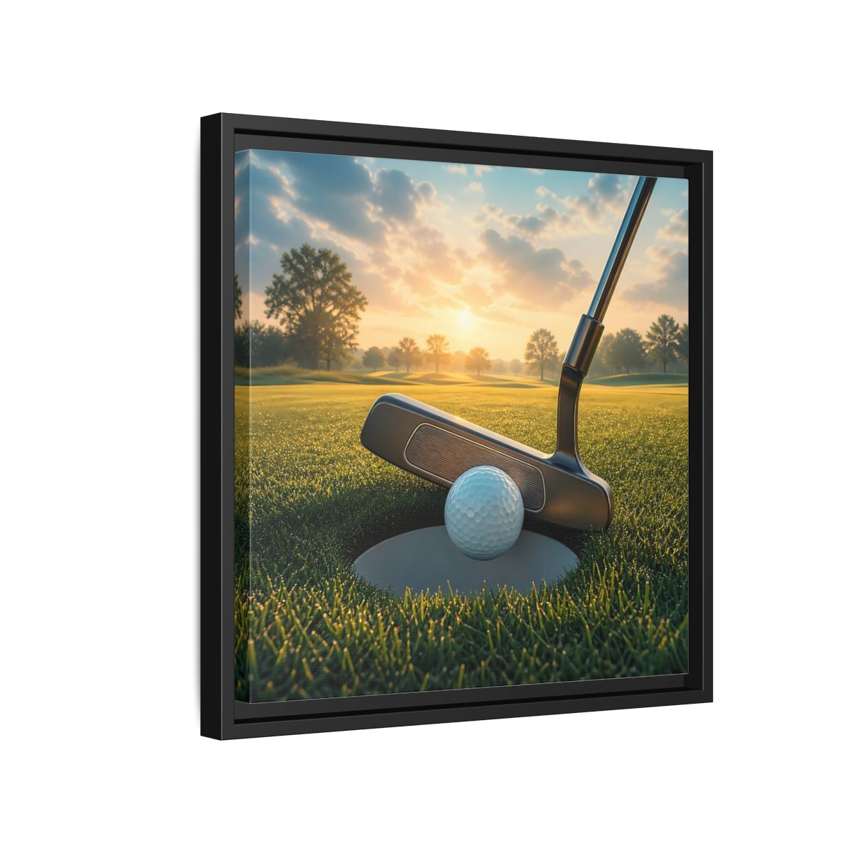 Side Mockup 15. Sports Golf Ball Golf Green shown as framed canvas print