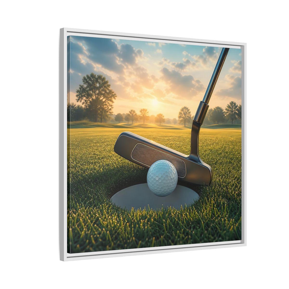 Side Mockup 7. Sports Golf Ball Golf Green shown as framed canvas print