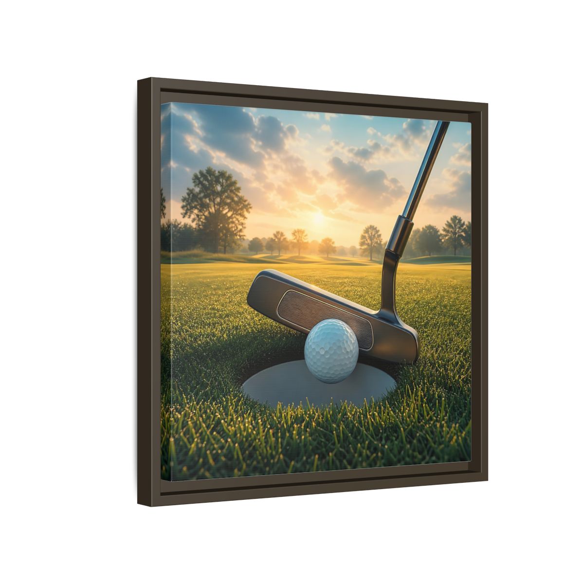 Side Mockup 14. Sports Golf Ball Golf Green shown as framed canvas print