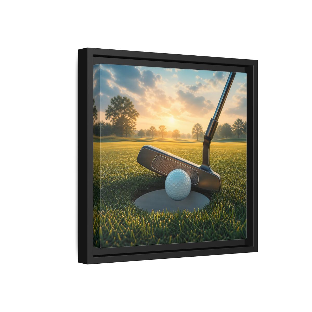 Side Mockup 18. Sports Golf Ball Golf Green shown as framed canvas print
