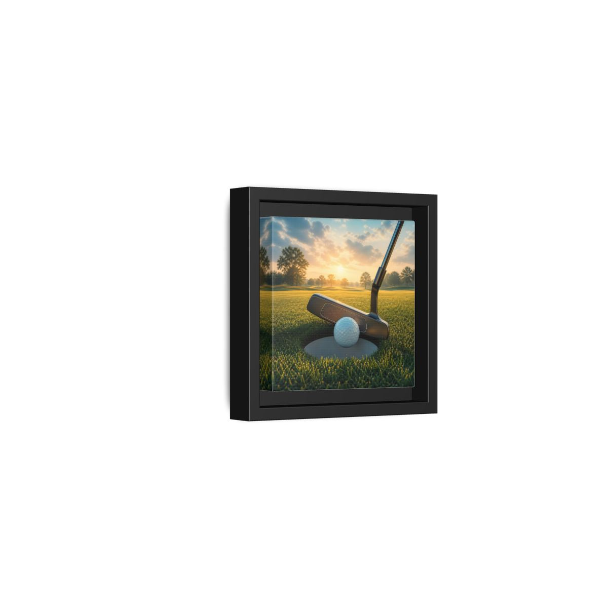 Side Mockup 24. Sports Golf Ball Golf Green shown as framed canvas print