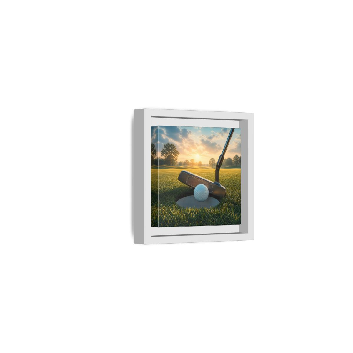 Side Mockup 22. Sports Golf Ball Golf Green shown as framed canvas print