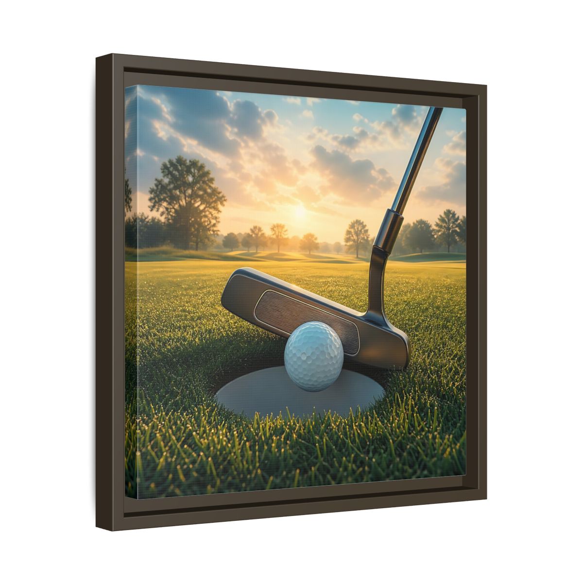 Side Mockup 29. Sports Golf Ball Golf Green shown as framed canvas print
