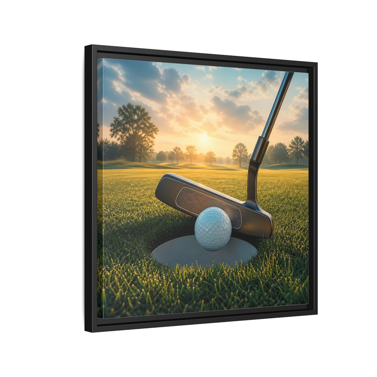 Side Mockup 12. Sports Golf Ball Golf Green shown as framed canvas print