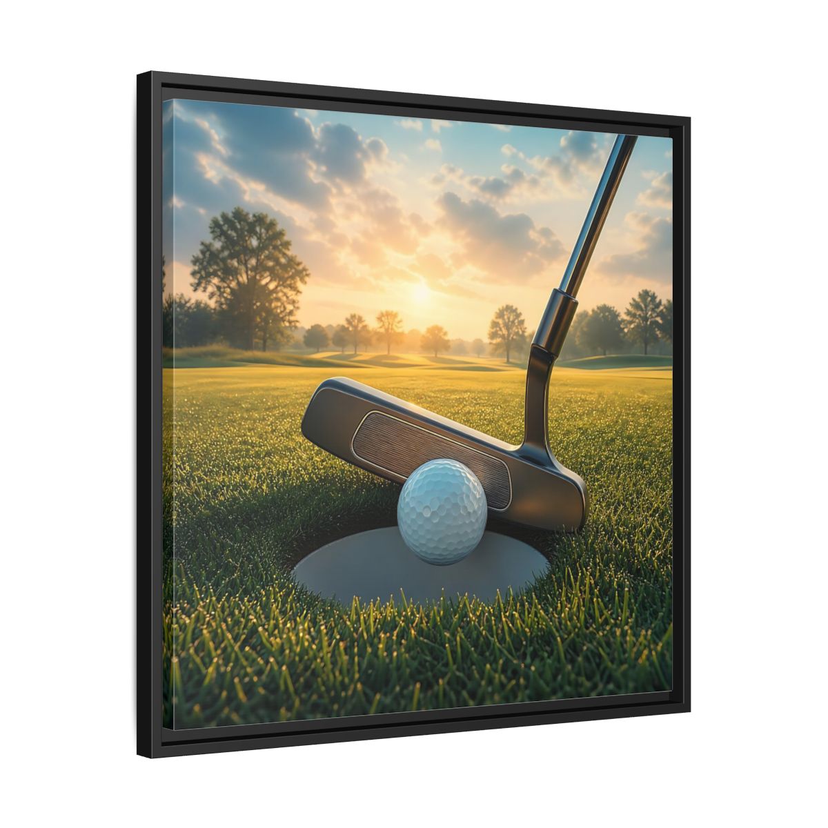 Side Mockup 31. Sports Golf Ball Golf Green shown as framed canvas print