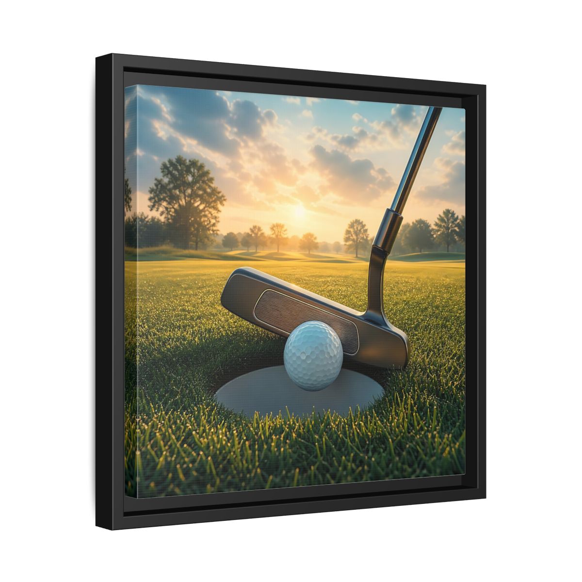 Side Mockup 32. Sports Golf Ball Golf Green shown as framed canvas print