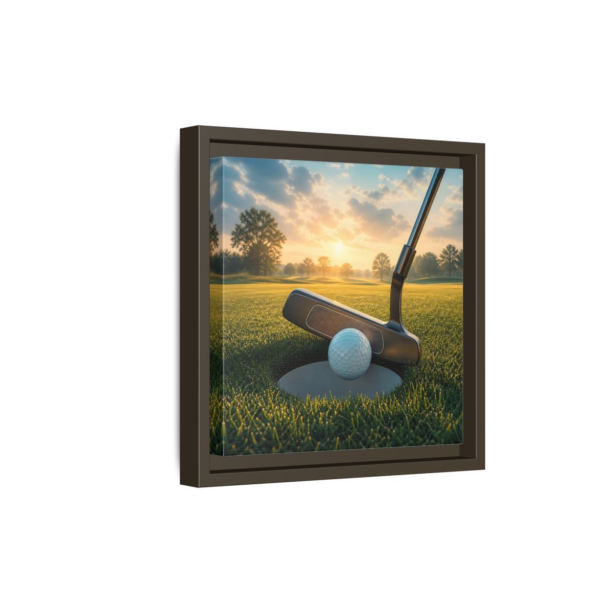 Side Mockup 20. Sports Golf Ball Golf Green shown as framed canvas print