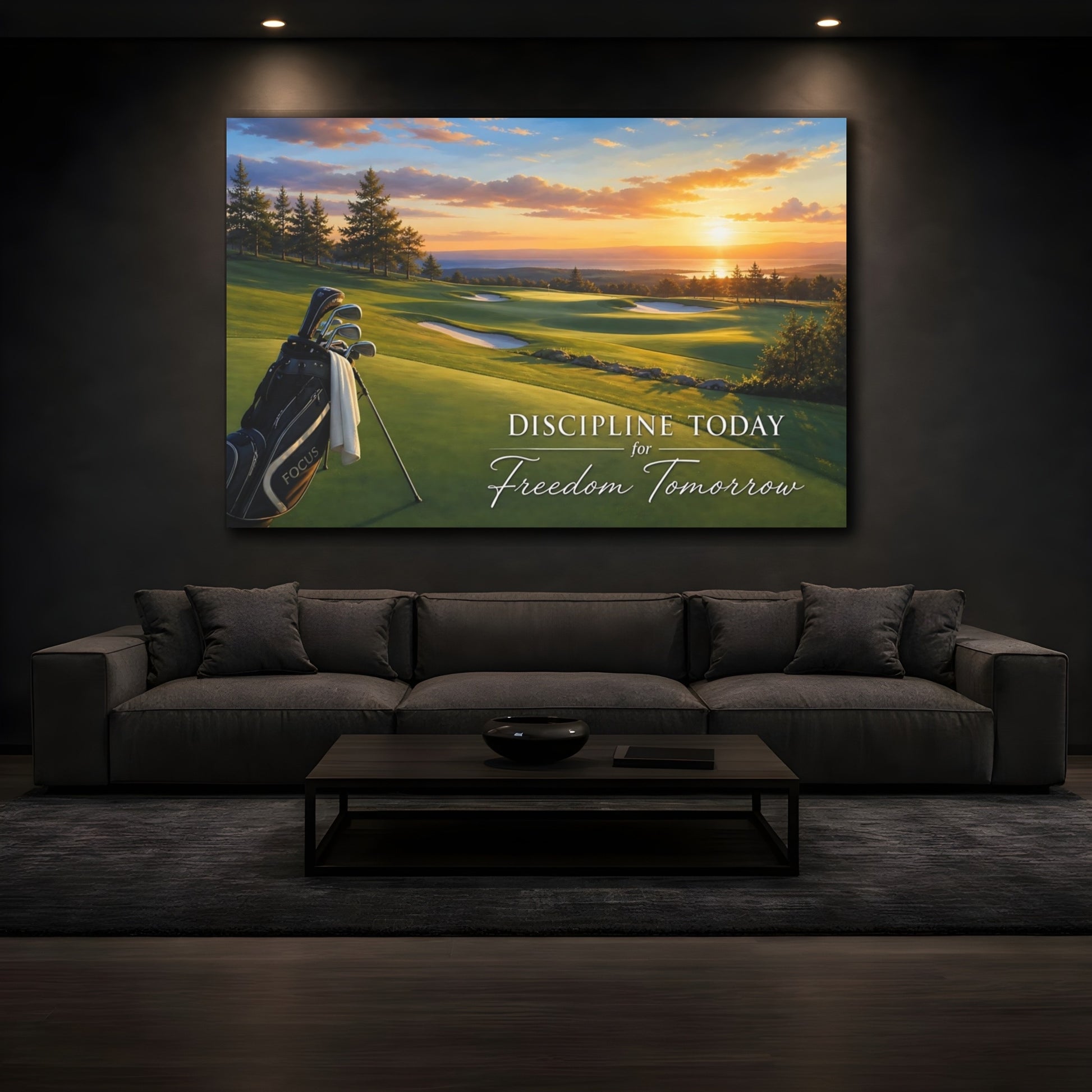 Mockup 3. Sports Golf Course Golf Sunset shown as canvas print