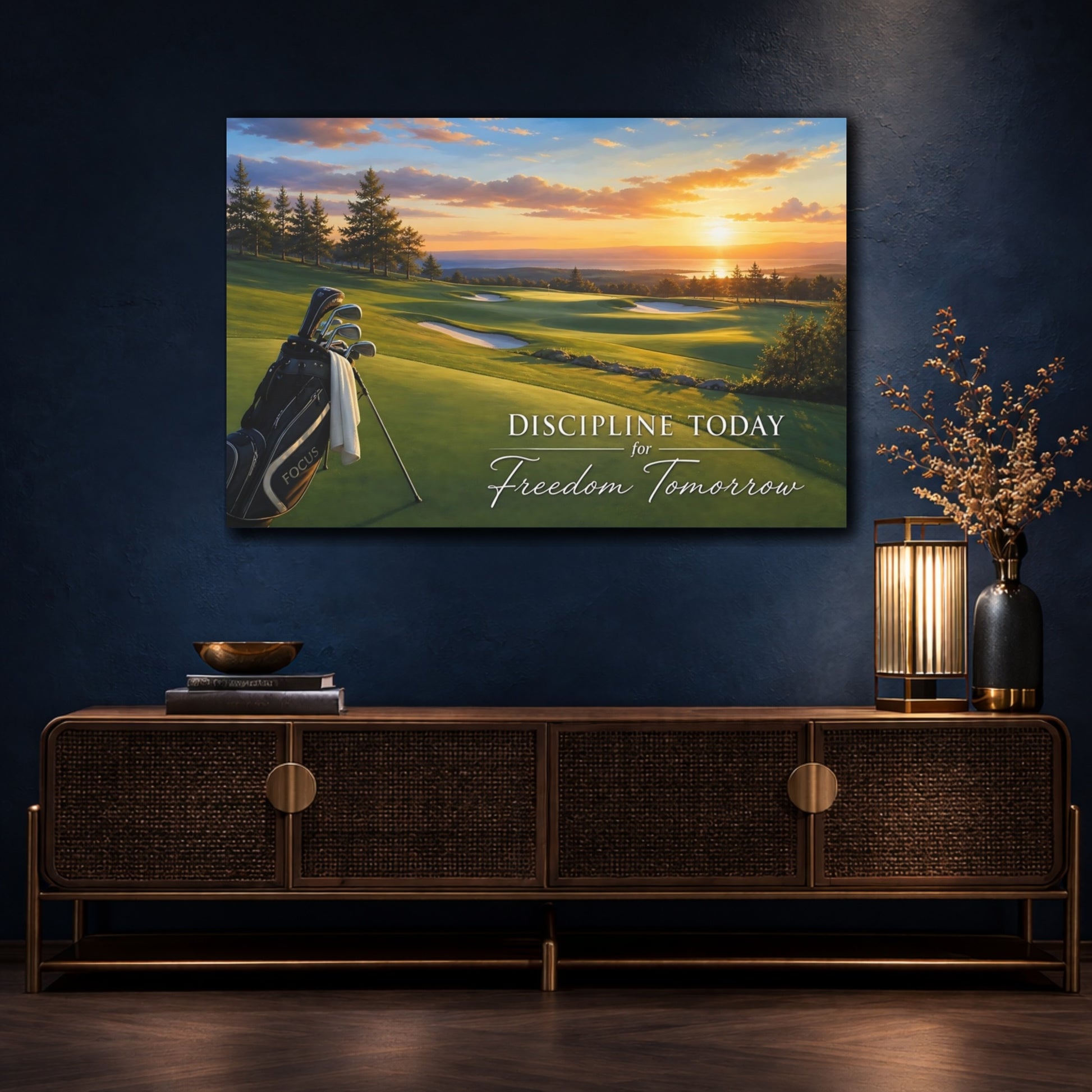 Mockup 4. Sports Golf Course Golf Sunset shown as canvas print