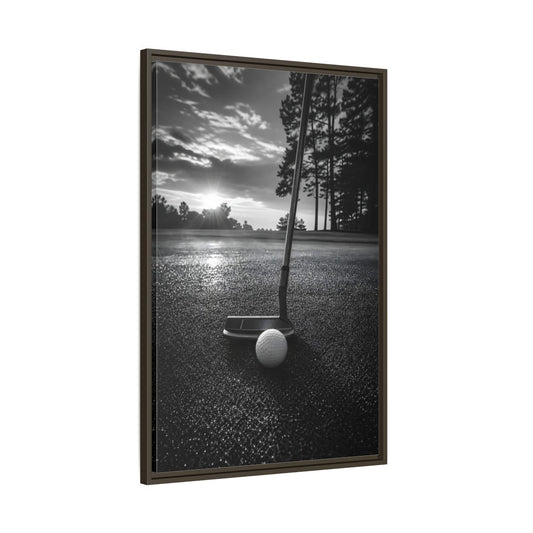 Main Mockup. Sports Golf Equipment Monochrome Golf shown as framed canvas print