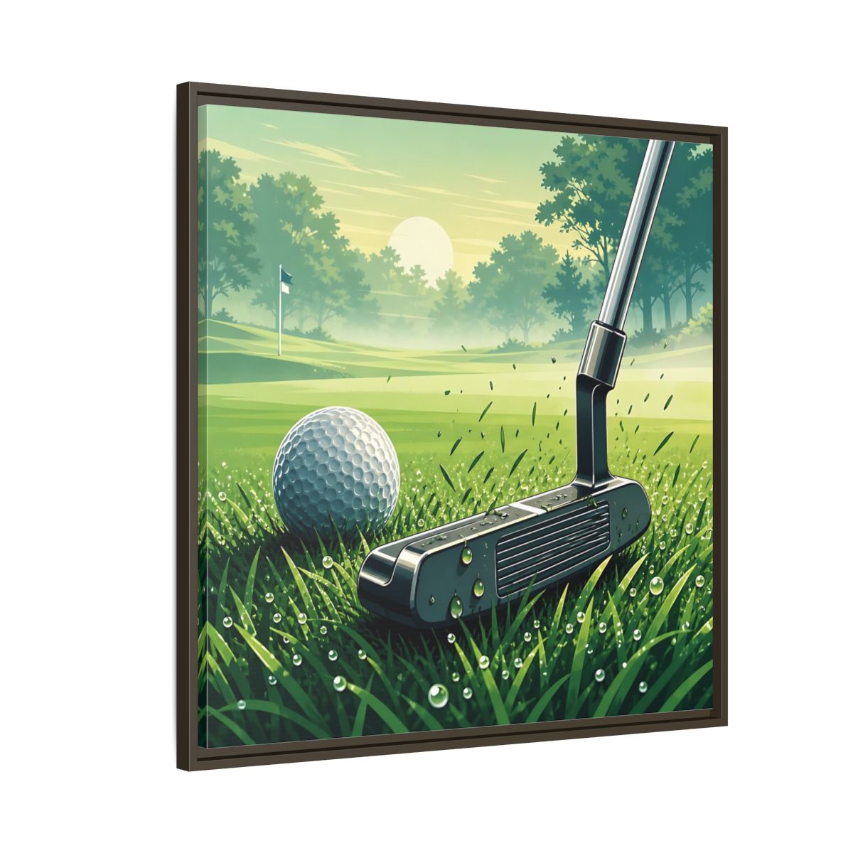 Side Mockup 8. Sports Golf Green Golf Course shown as framed canvas print