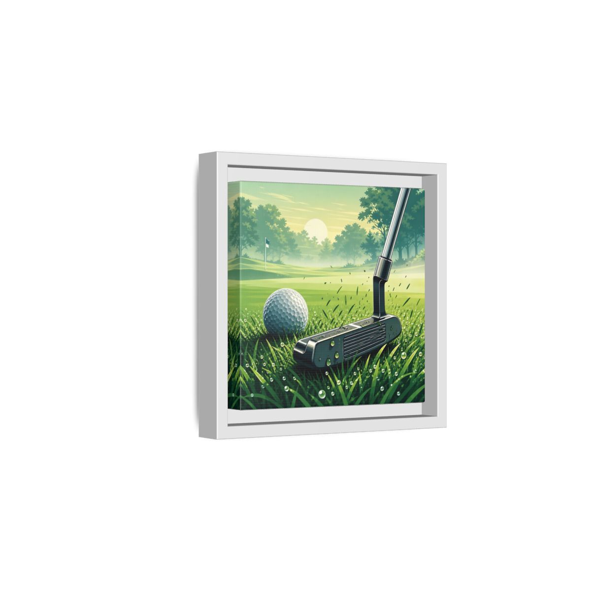 Side Mockup 1. Sports Golf Green Golf Course shown as framed canvas print