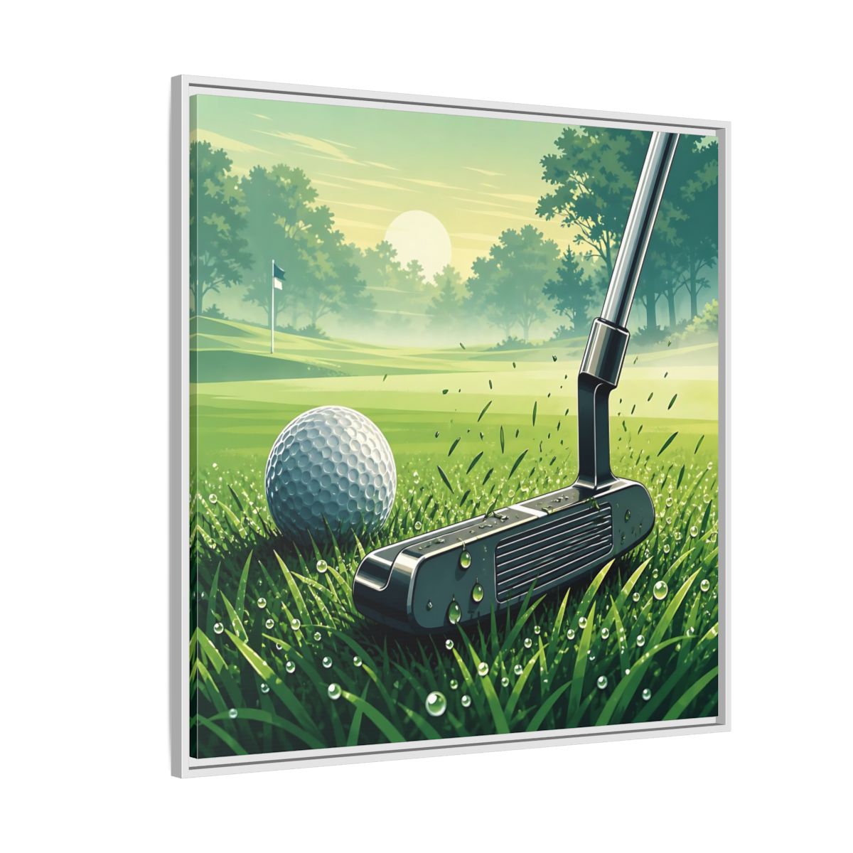 Side Mockup 4. Sports Golf Green Golf Course shown as framed canvas print