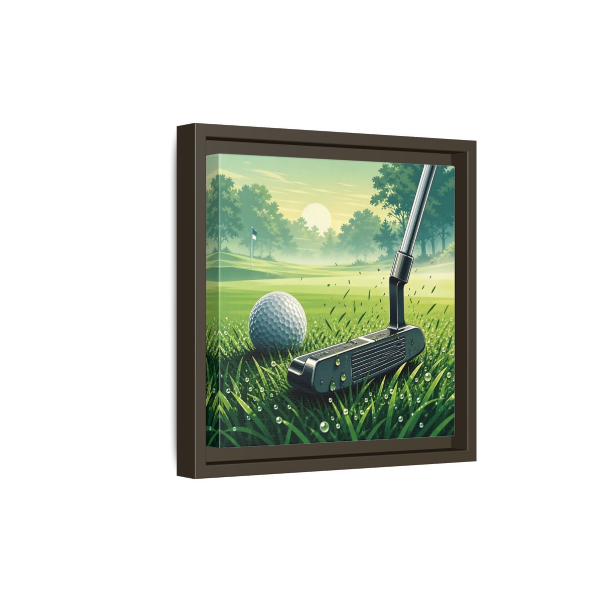 Side Mockup 20. Sports Golf Green Golf Course shown as framed canvas print