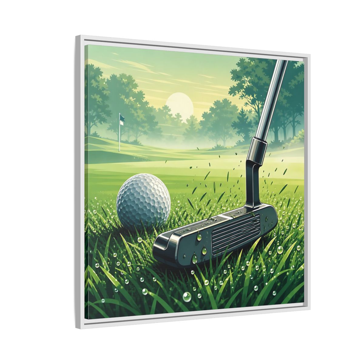 Side Mockup 7. Sports Golf Green Golf Course shown as framed canvas print