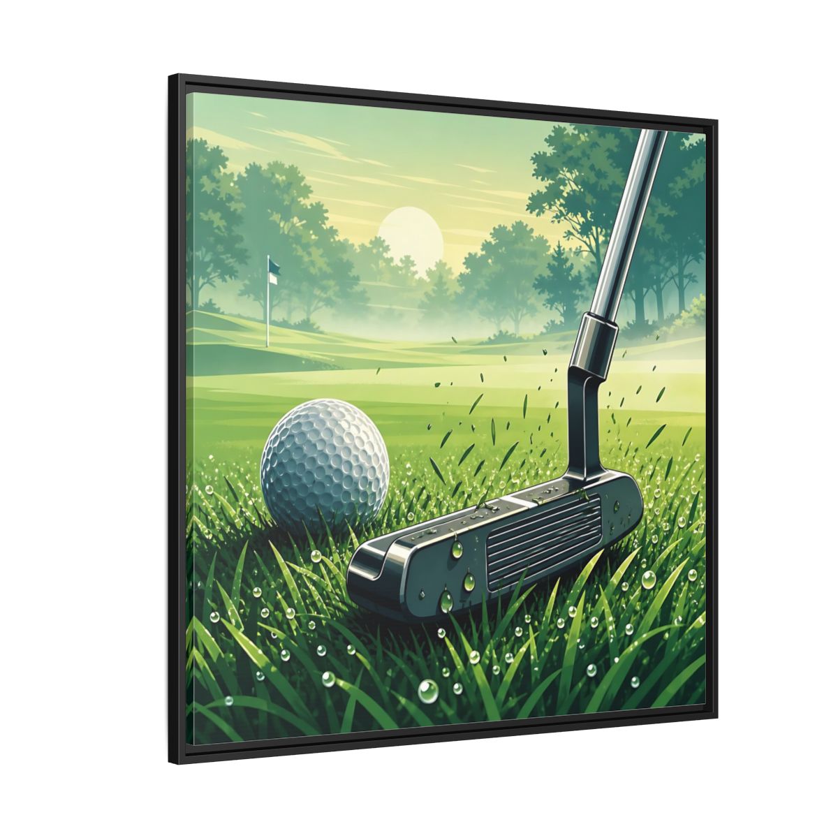 Side Mockup 6. Sports Golf Green Golf Course shown as framed canvas print