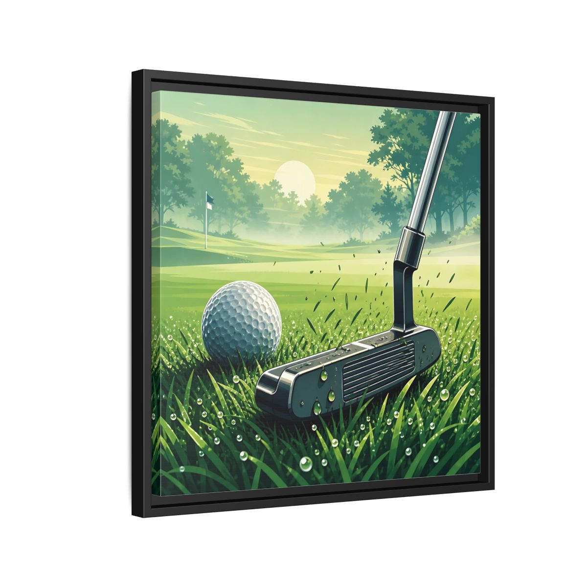 Side Mockup 12. Sports Golf Green Golf Course shown as framed canvas print
