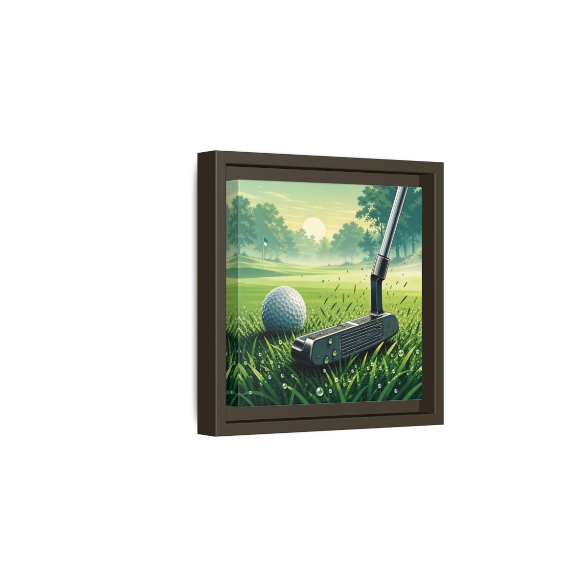 Side Mockup 2. Sports Golf Green Golf Course shown as framed canvas print