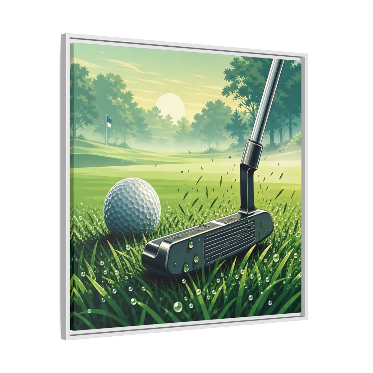 Side Mockup 25. Sports Golf Green Golf Course shown as framed canvas print