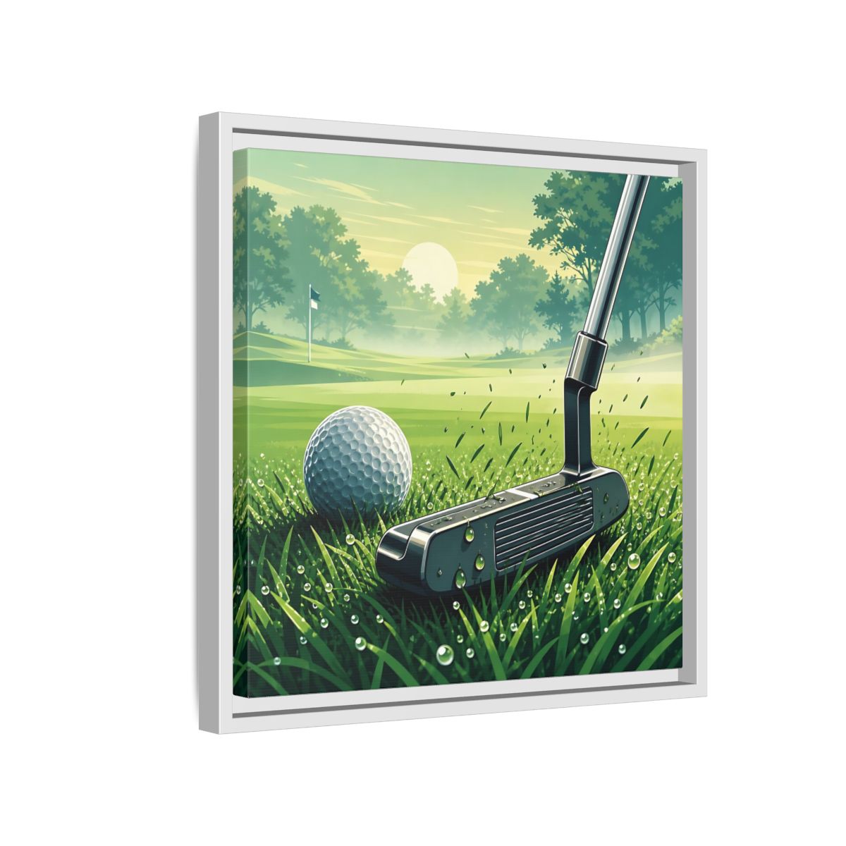 Side Mockup 13. Sports Golf Green Golf Course shown as framed canvas print