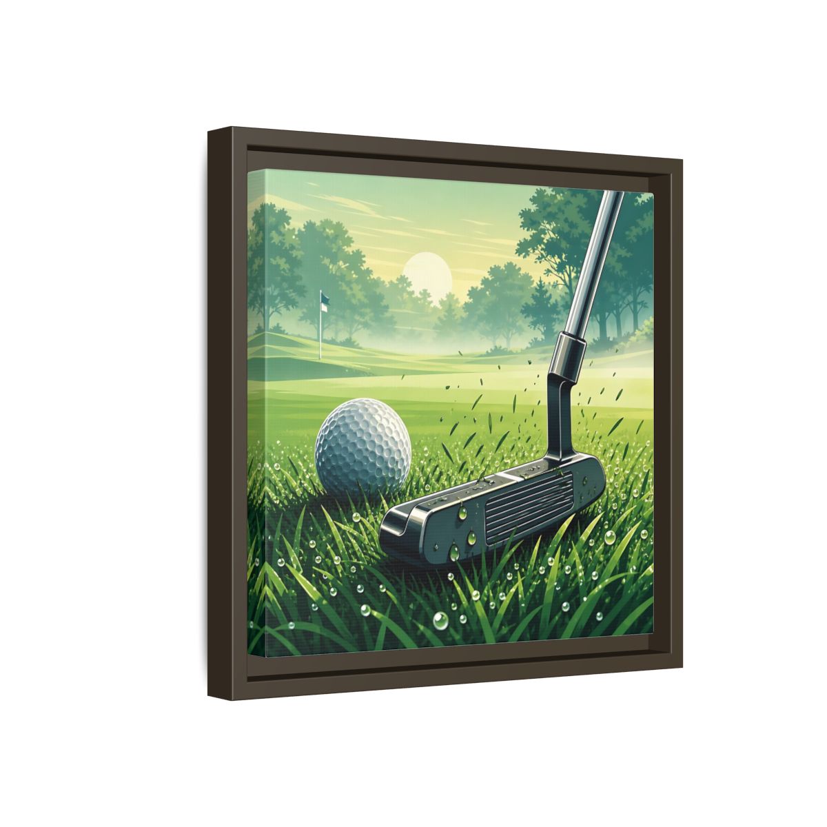 Side Mockup 17. Sports Golf Green Golf Course shown as framed canvas print