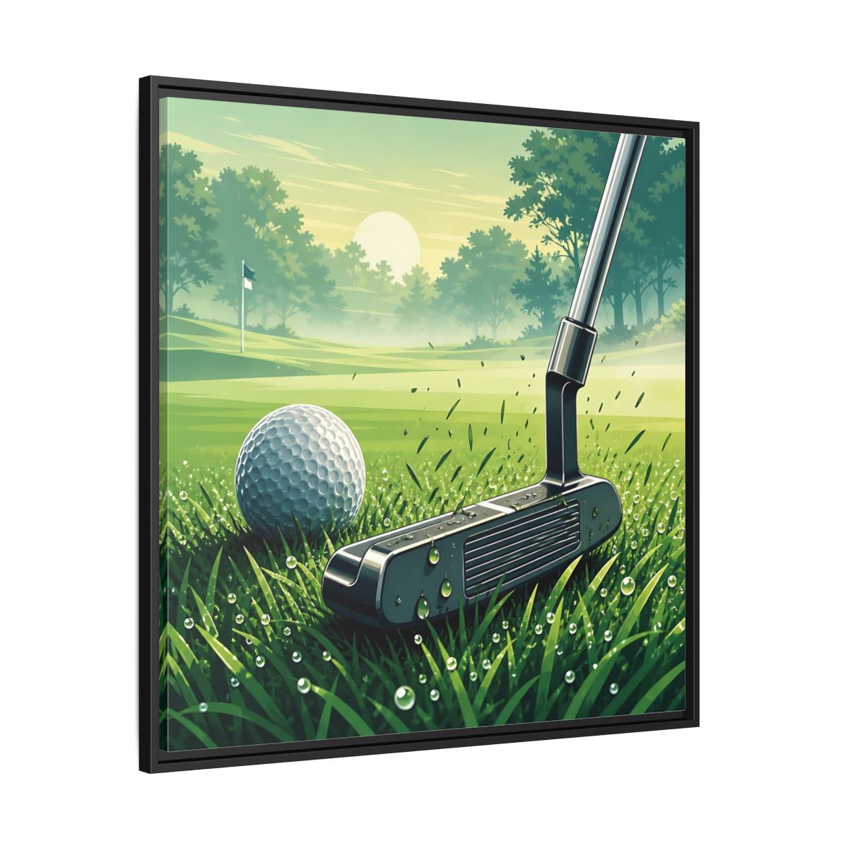 Side Mockup 30. Sports Golf Green Golf Course shown as framed canvas print