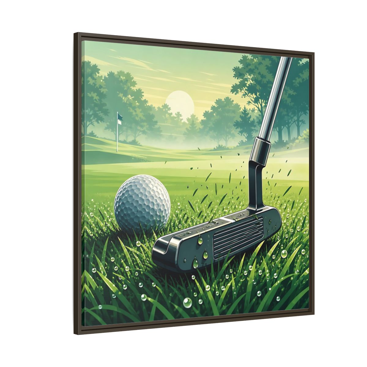Side Mockup 5. Sports Golf Green Golf Course shown as framed canvas print