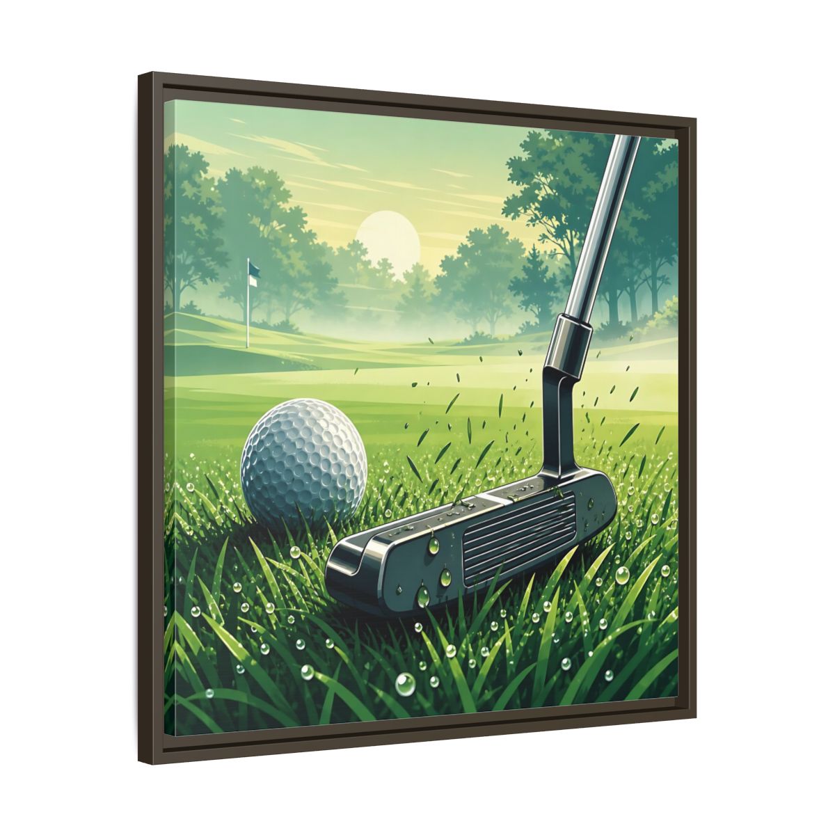 Side Mockup 27. Sports Golf Green Golf Course shown as framed canvas print