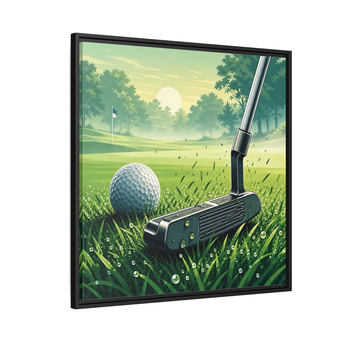 Side Mockup 9. Sports Golf Green Golf Course shown as framed canvas print
