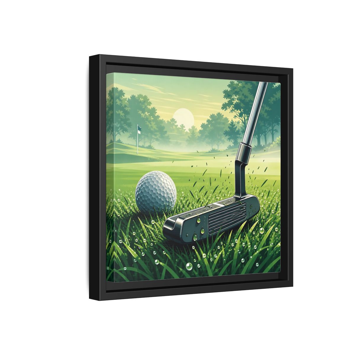 Side Mockup 18. Sports Golf Green Golf Course shown as framed canvas print