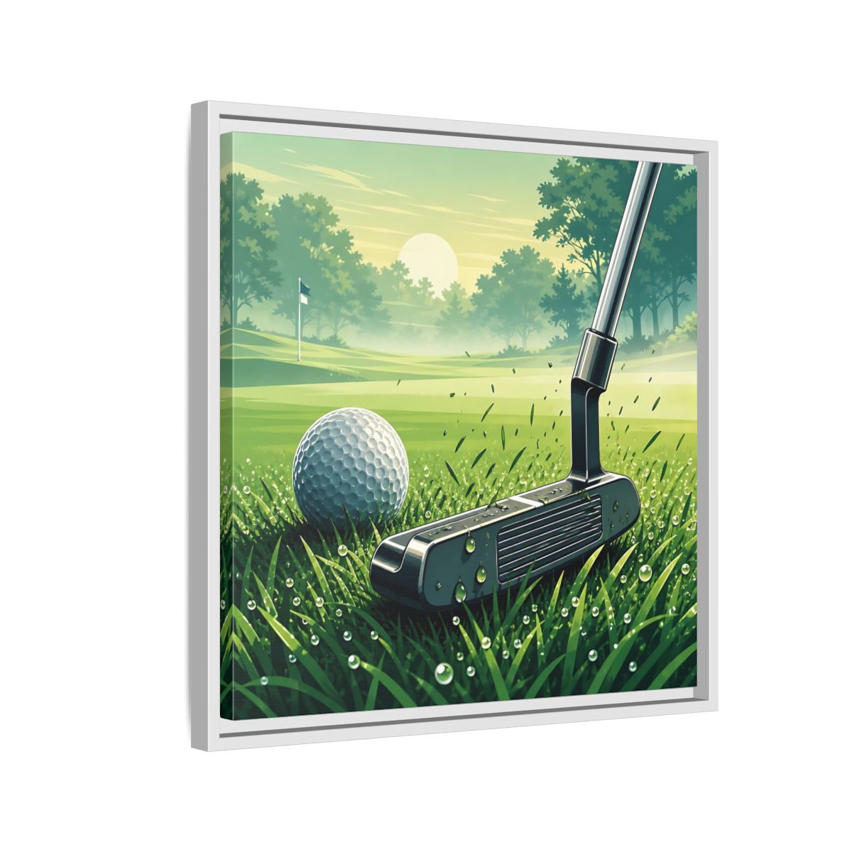 Side Mockup 10. Sports Golf Green Golf Course shown as framed canvas print