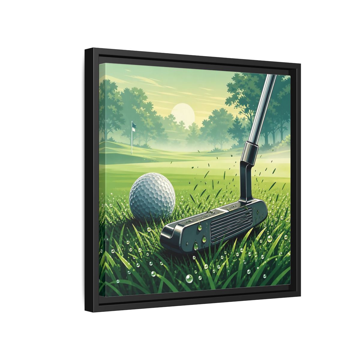 Side Mockup 15. Sports Golf Green Golf Course shown as framed canvas print