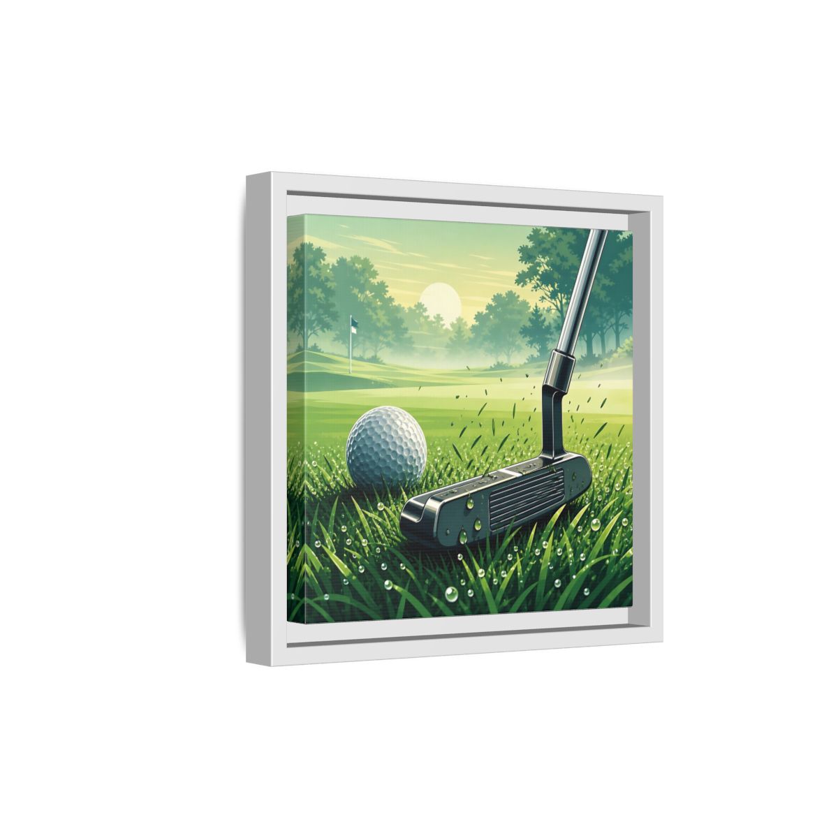 Side Mockup 19. Sports Golf Green Golf Course shown as framed canvas print