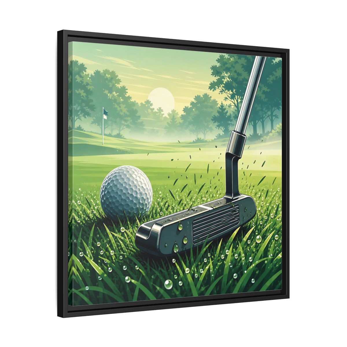 Side Mockup 31. Sports Golf Green Golf Course shown as framed canvas print